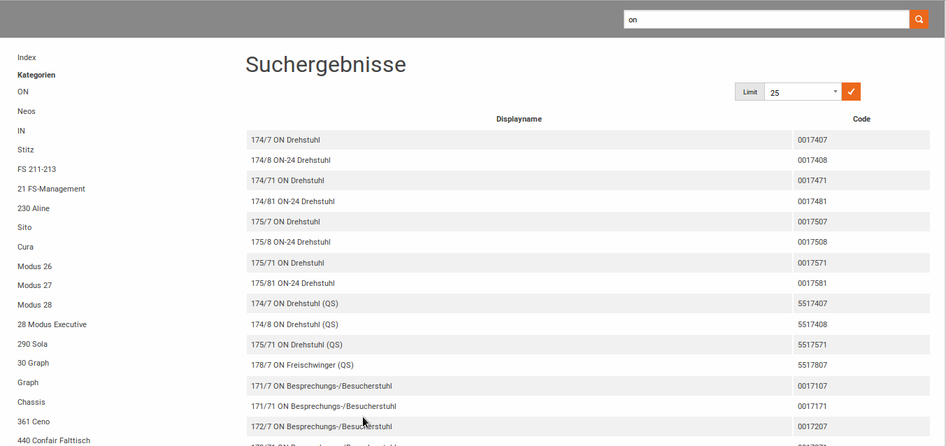 Produktsuche im Shopsystem mit OFML Daten