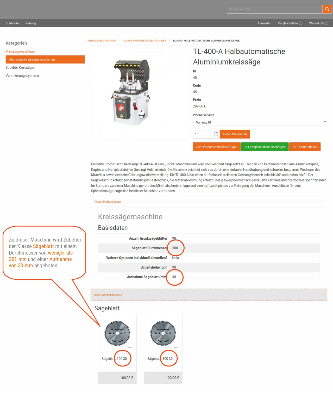 Produktkonfiguration durch automatisches Finden und Anzeigen von kompatiblem Zubehör am Produkt